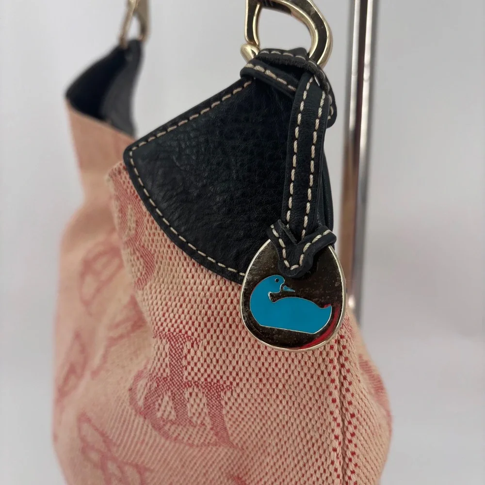 Pink jacquard tote purse Dooney & bourke duck charm monogram quiet luxury preppy